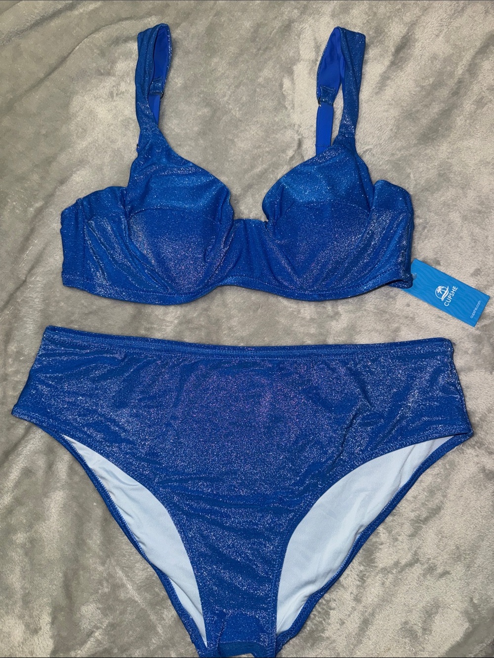 Cupshe Shimmery Royal Blue Underwire Bikini Set
